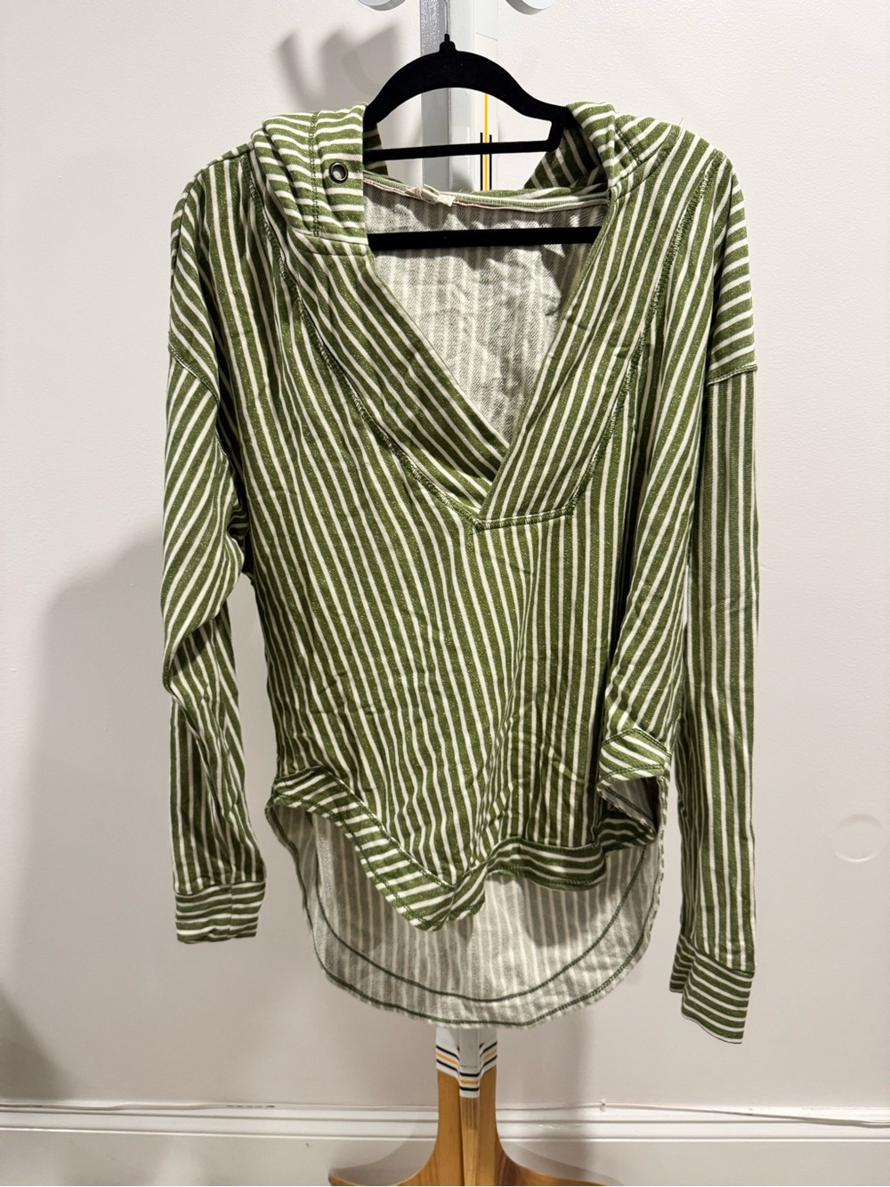 Pilcro - Striped Olive Green Hooded Lightweight Top